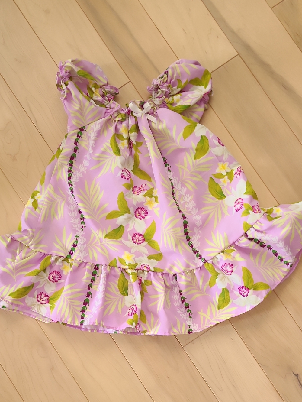 Girls' Lavender Floral Ruffle Camisole Dress